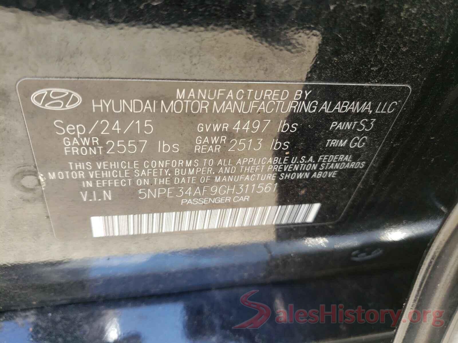 5NPE34AF9GH311561 2016 HYUNDAI SONATA