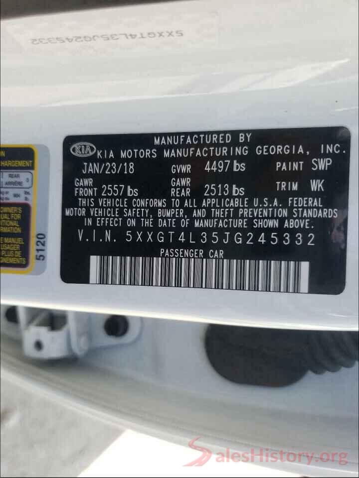 5XXGT4L35JG245332 2018 KIA OPTIMA