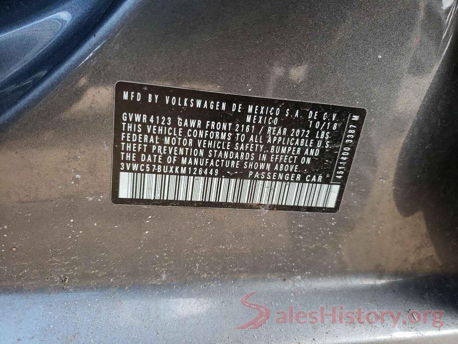 3VWC57BUXKM126449 2019 VOLKSWAGEN JETTA