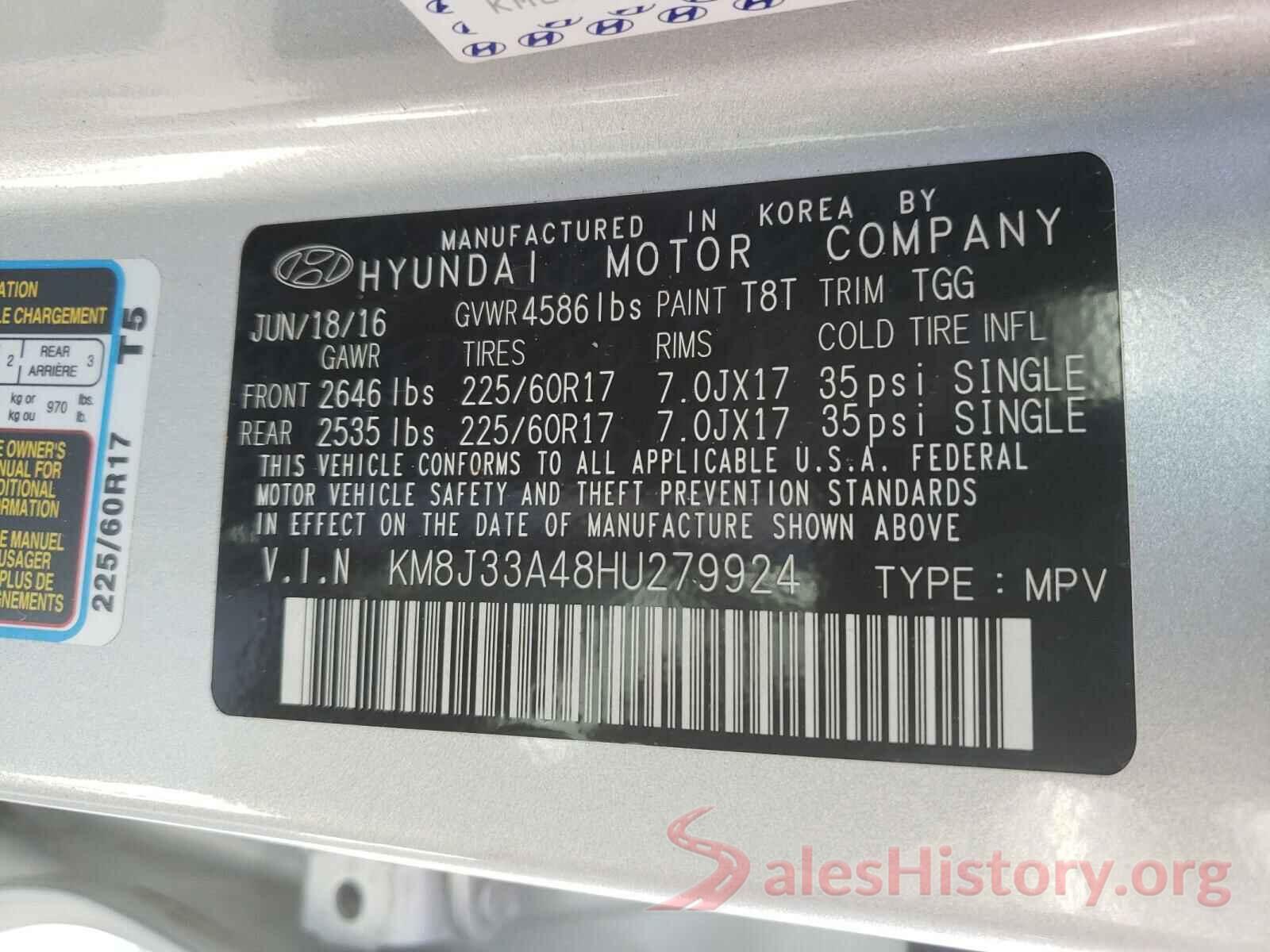 KM8J33A48HU279924 2017 HYUNDAI TUCSON