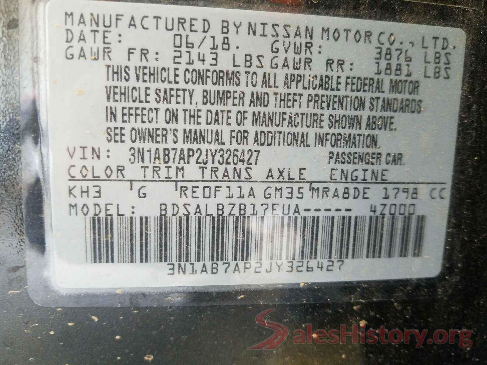 3N1AB7AP2JY326427 2018 NISSAN SENTRA