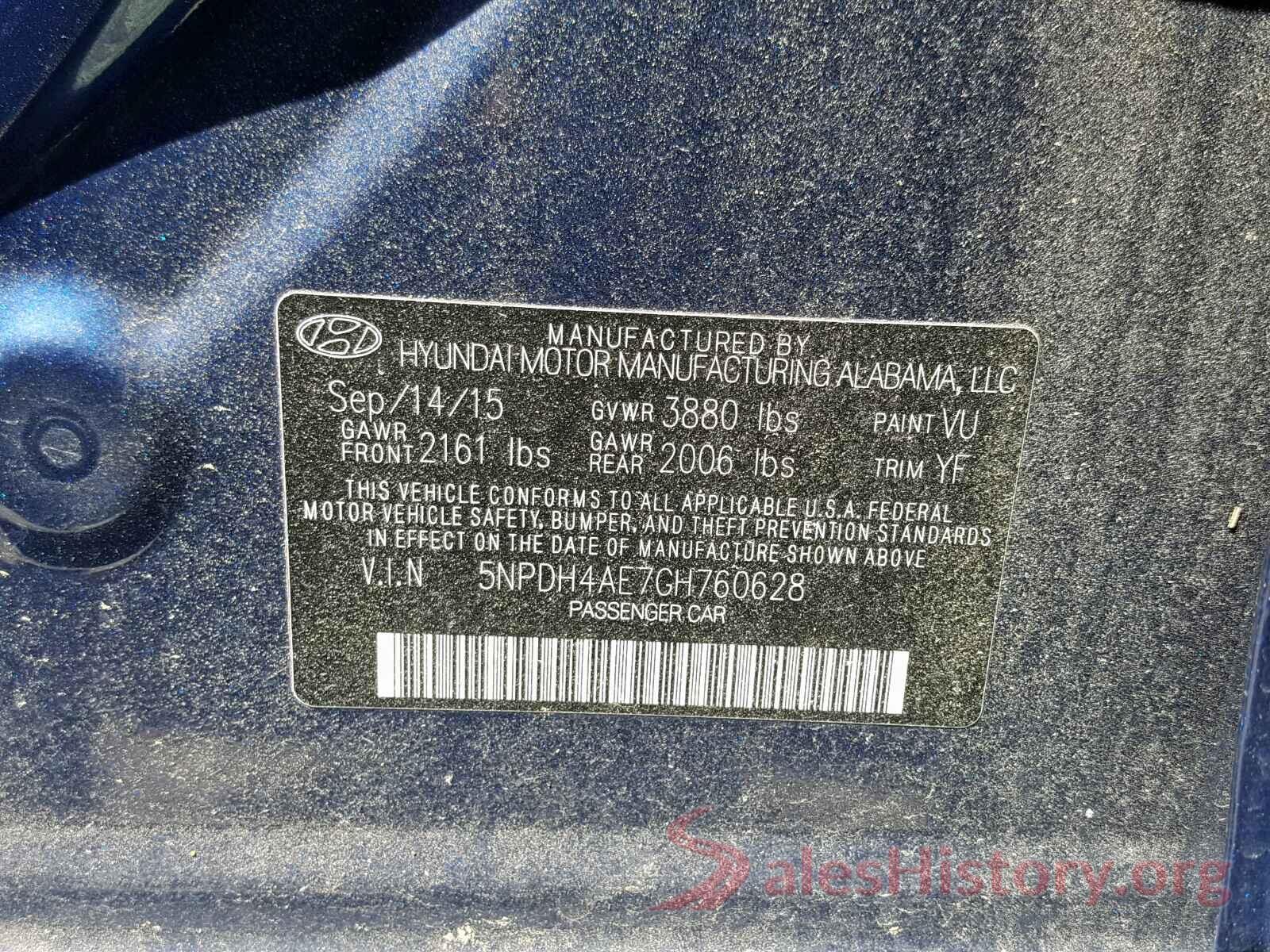 5NPDH4AE7GH760628 2016 HYUNDAI ELANTRA