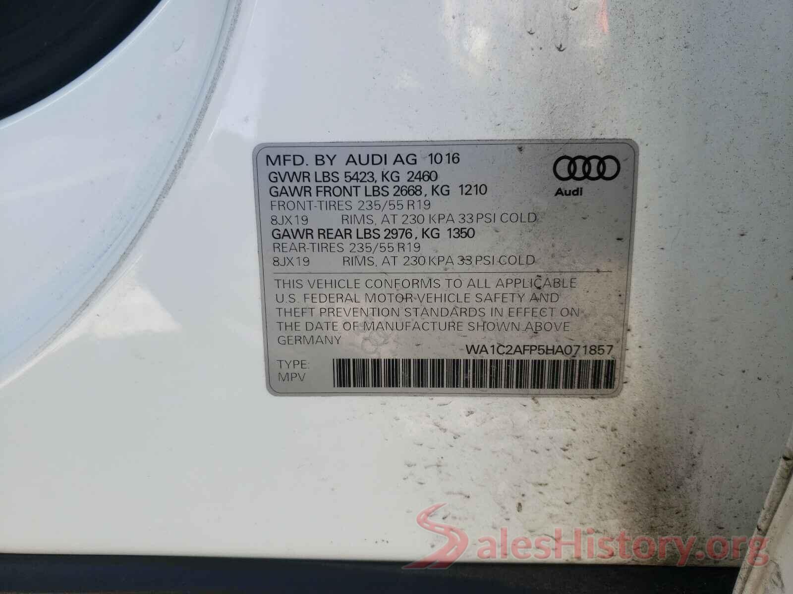 WA1C2AFP5HA071857 2017 AUDI Q5