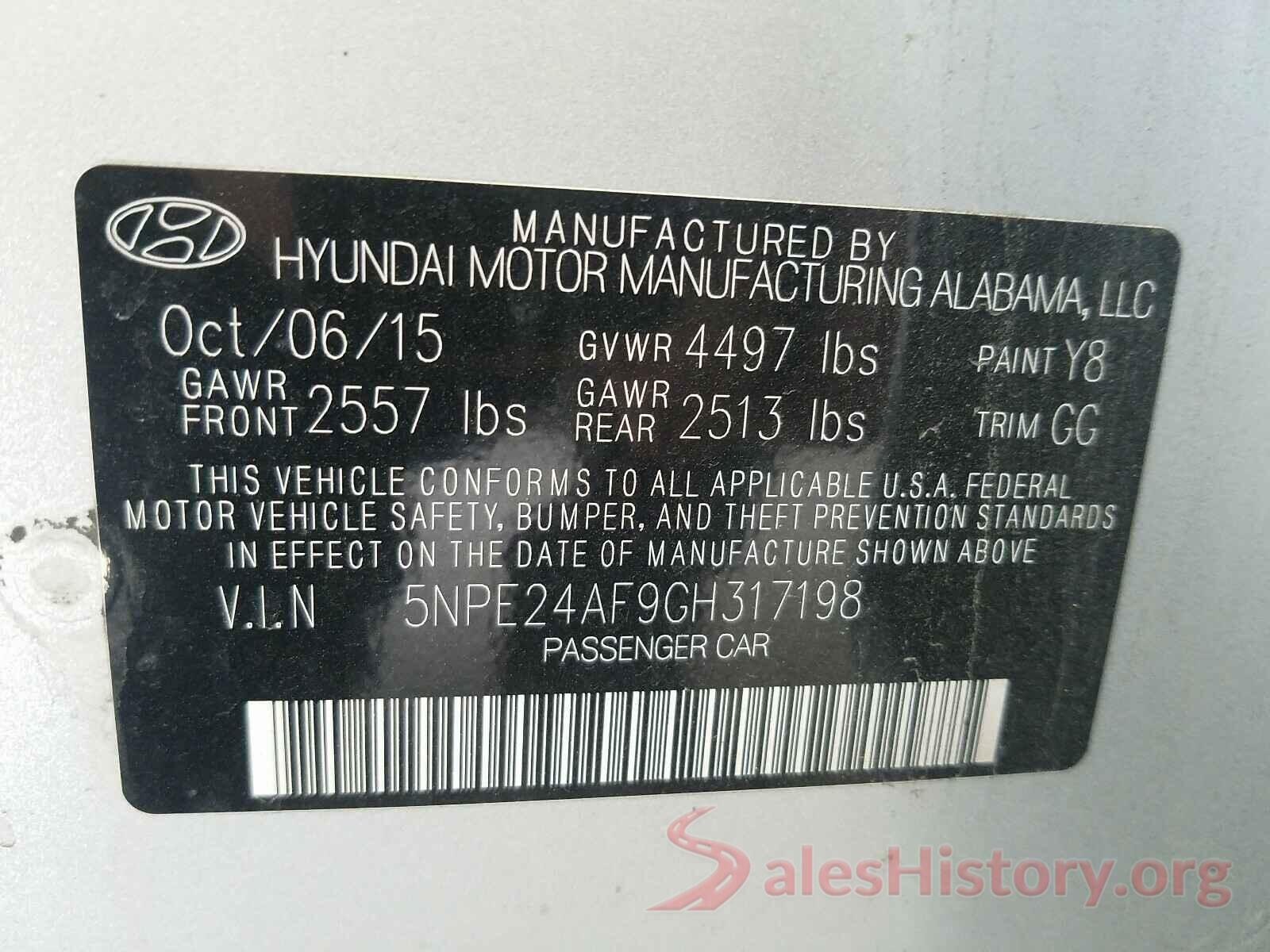 5NPE24AF9GH317198 2016 HYUNDAI SONATA