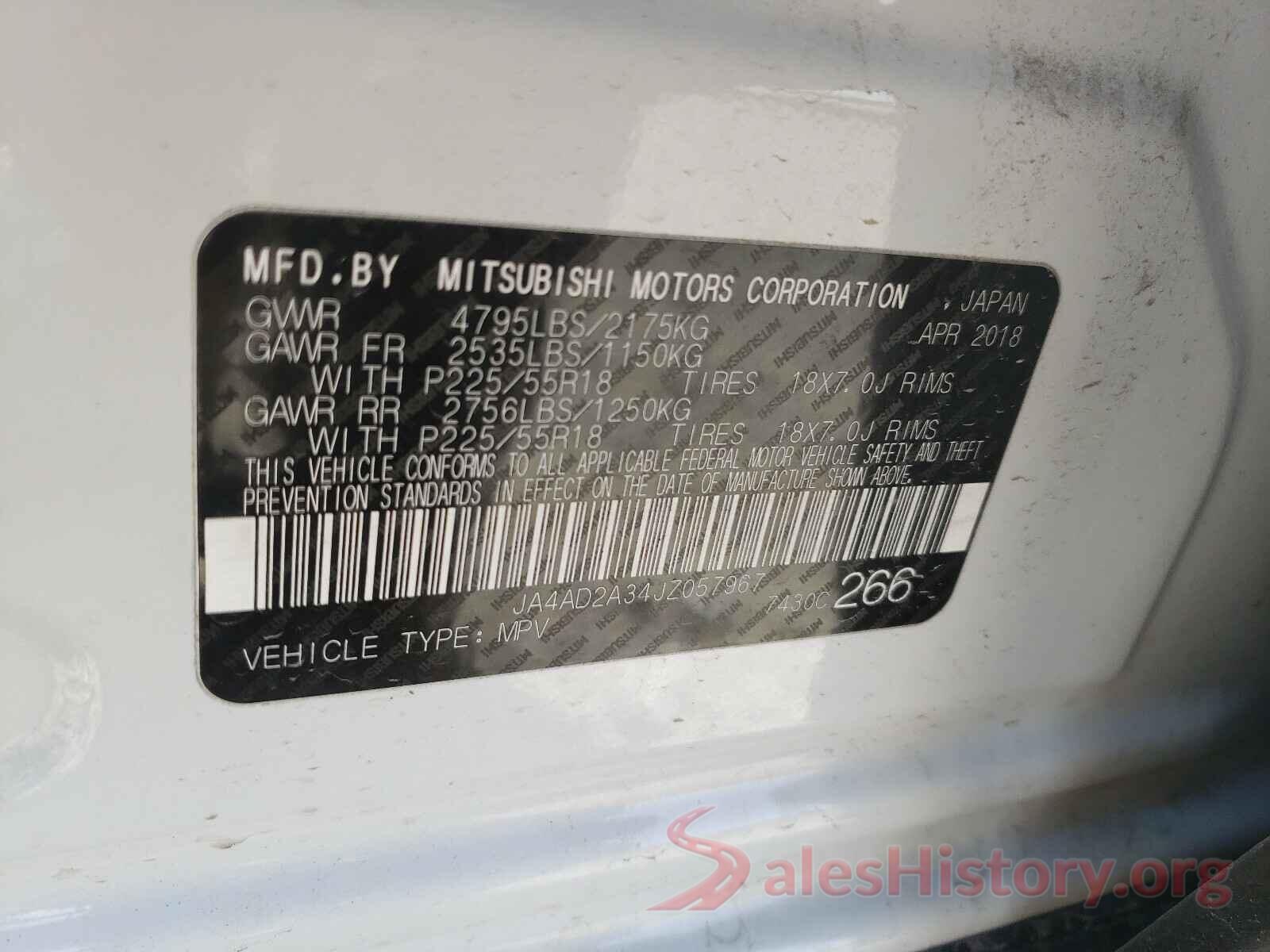 JA4AD2A34JZ057967 2018 MITSUBISHI OUTLANDER