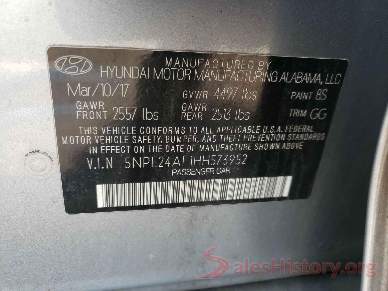 5NPE24AF1HH573952 2017 HYUNDAI SONATA