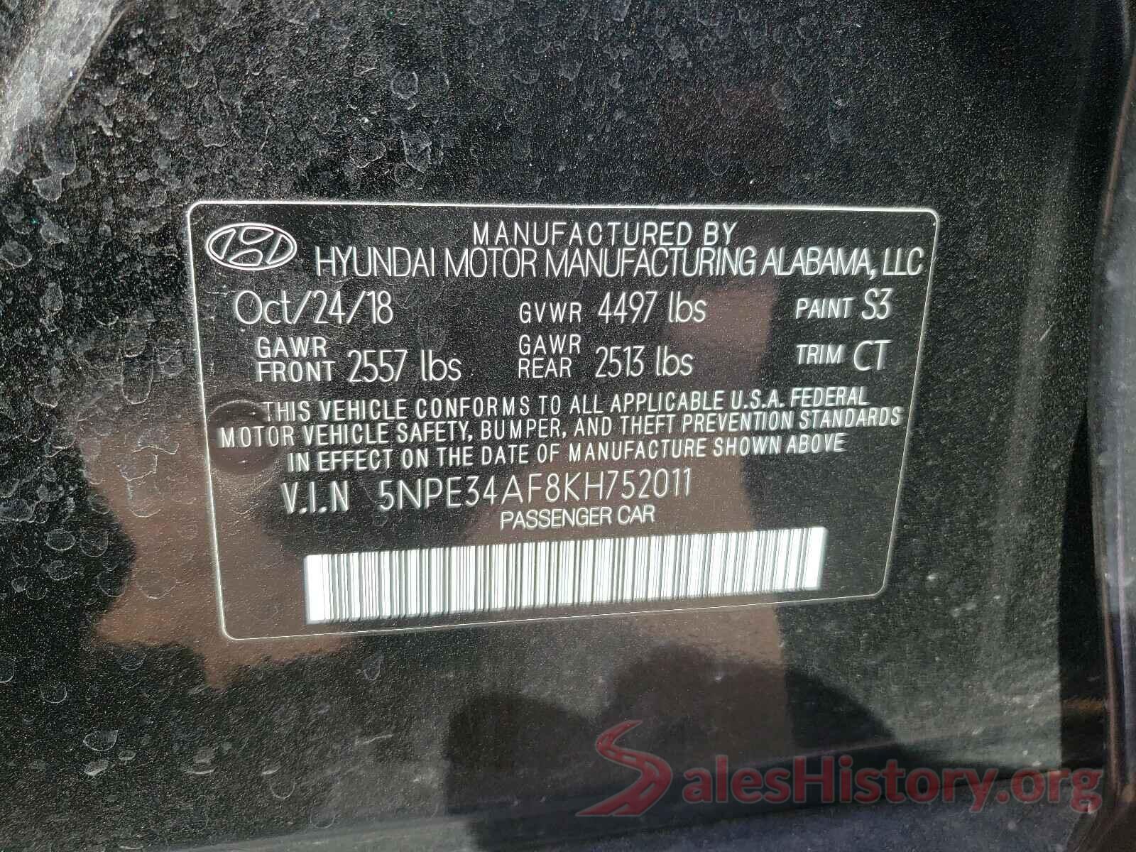 5NPE34AF8KH752011 2019 HYUNDAI SONATA