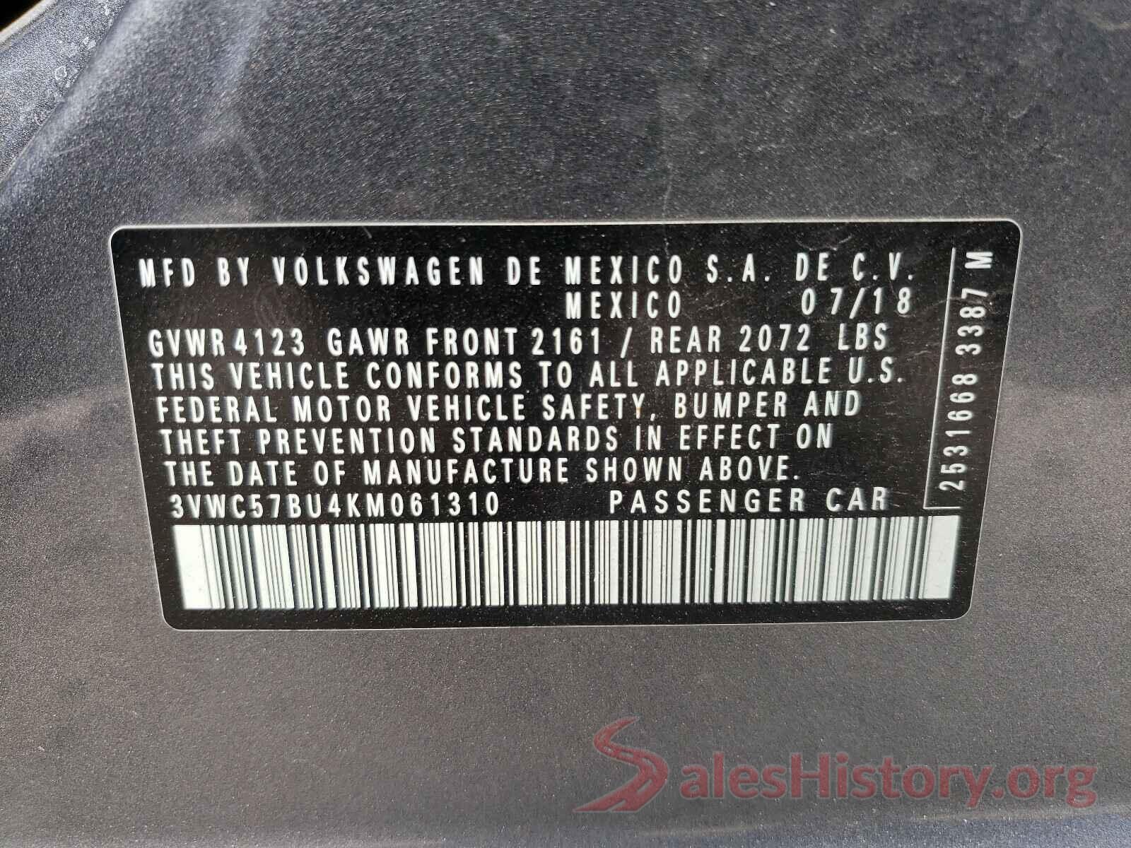 3VWC57BU4KM061310 2019 VOLKSWAGEN JETTA