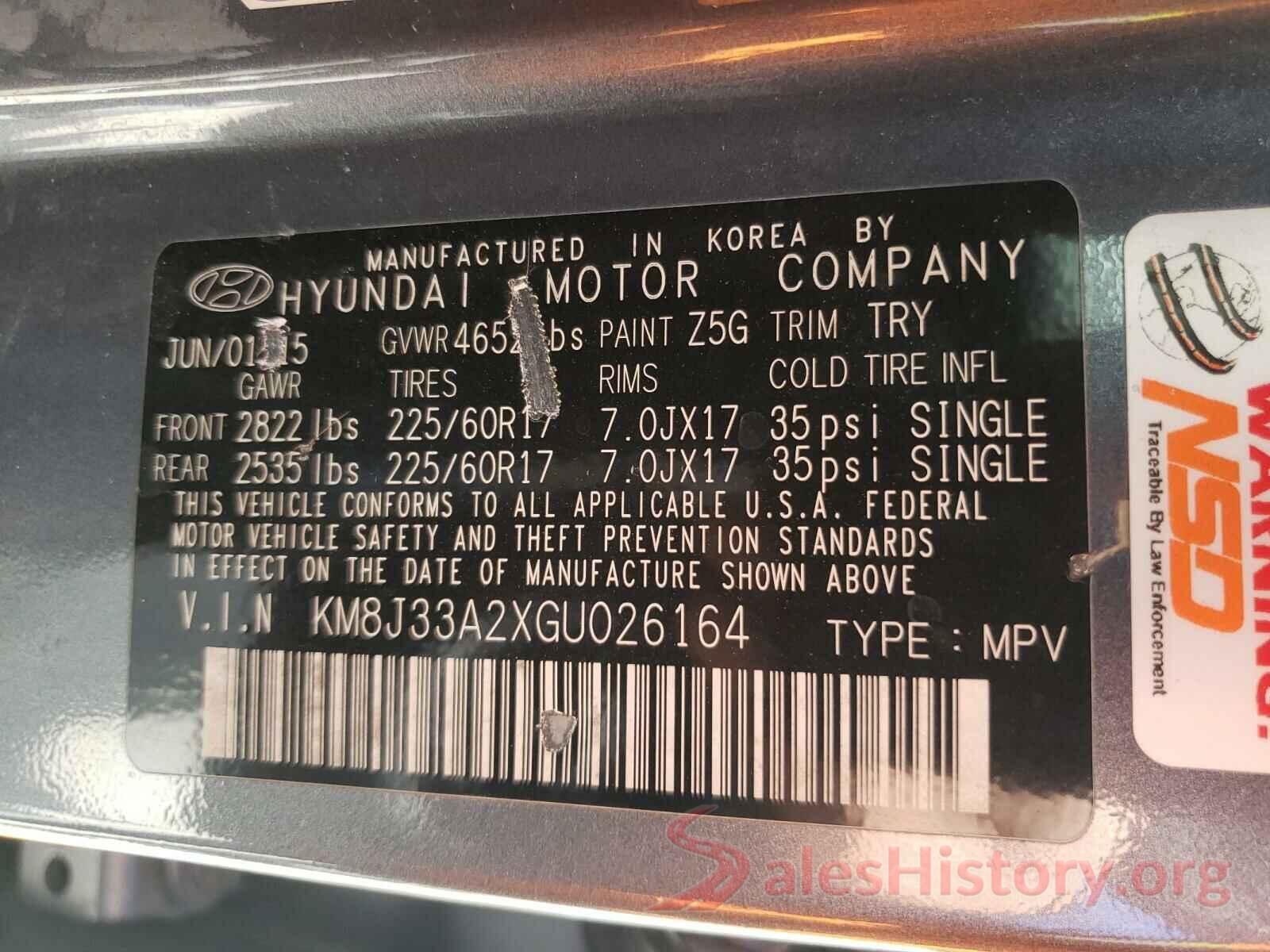 KM8J33A2XGU026164 2016 HYUNDAI TUCSON