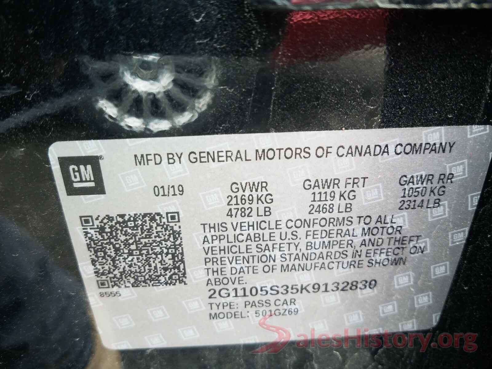 2G1105S35K9132830 2019 CHEVROLET IMPALA