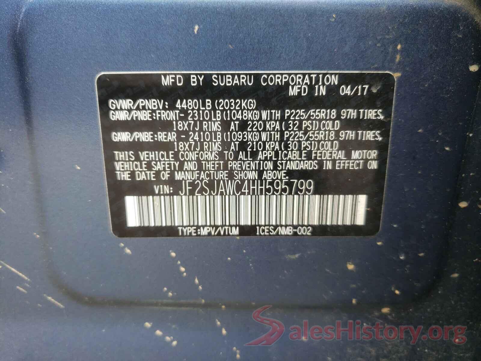 JF2SJAWC4HH595799 2017 SUBARU FORESTER