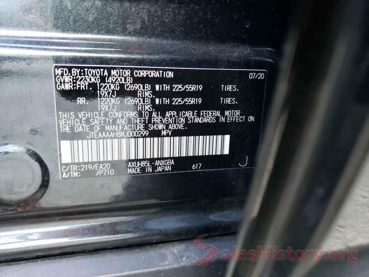 JTEAAAAH8MJ000299 2021 TOYOTA VENZA