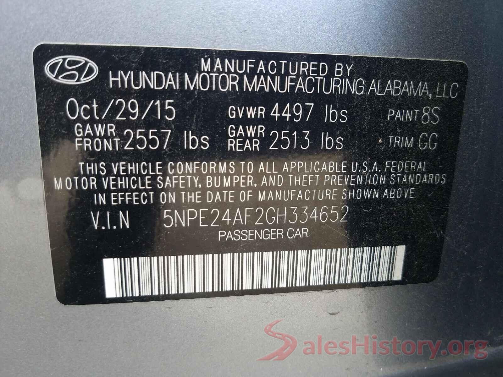 5NPE24AF2GH334652 2016 HYUNDAI SONATA