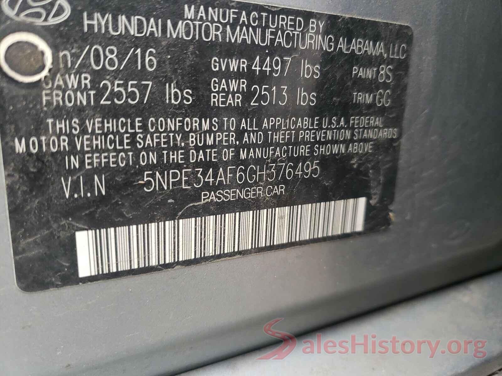 5NPE34AF6GH376495 2016 HYUNDAI SONATA