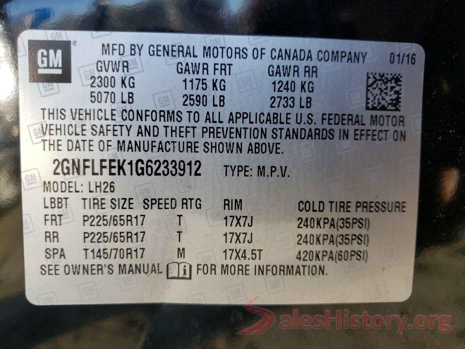 2GNFLFEK1G6233912 2016 CHEVROLET EQUINOX