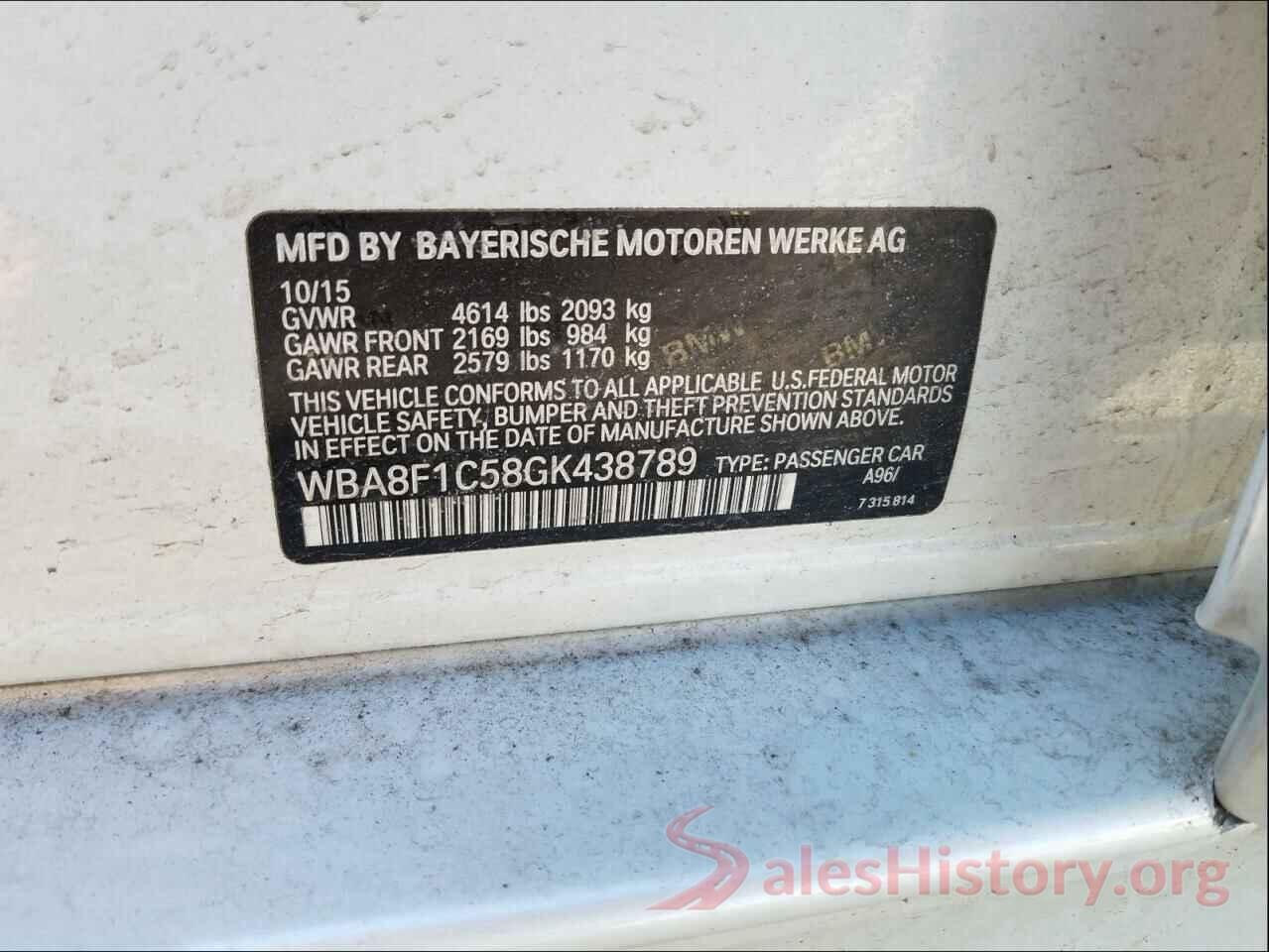 WBA8F1C58GK438789 2016 BMW 3 SERIES