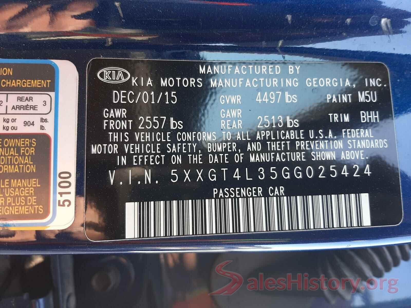 5XXGT4L35GG025424 2016 KIA OPTIMA