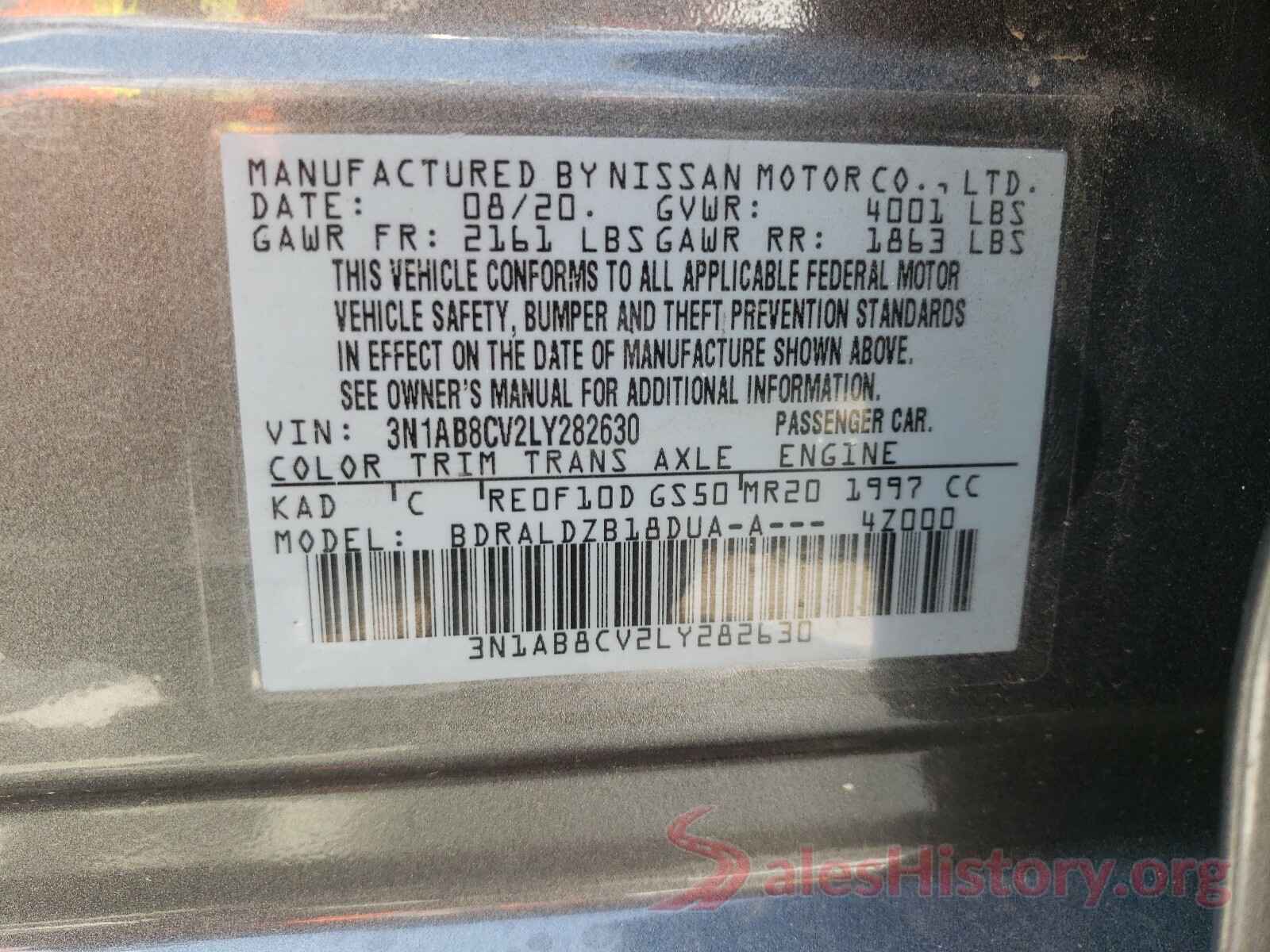 3N1AB8CV2LY282630 2020 NISSAN SENTRA