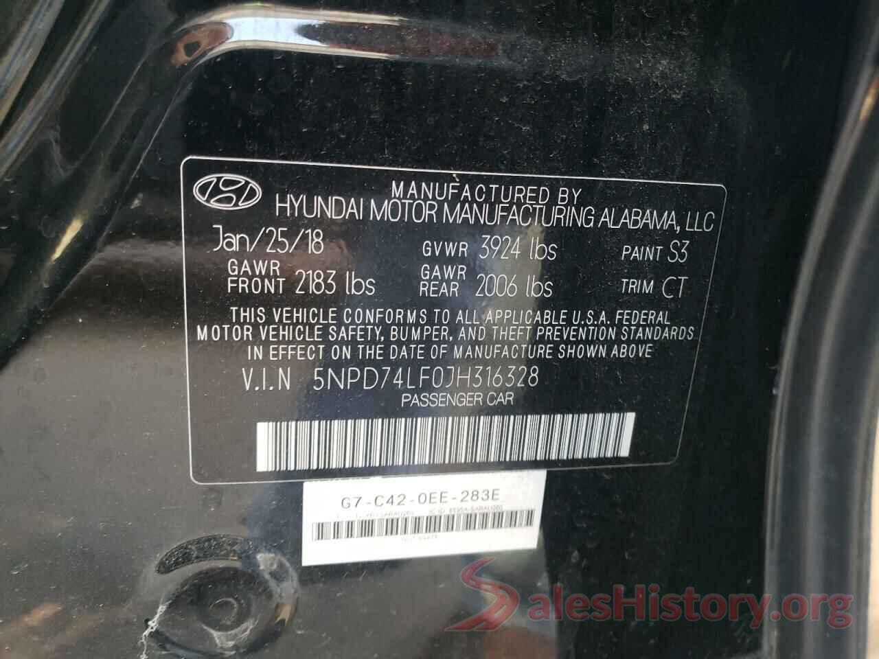 5NPD74LF0JH316328 2018 HYUNDAI ELANTRA