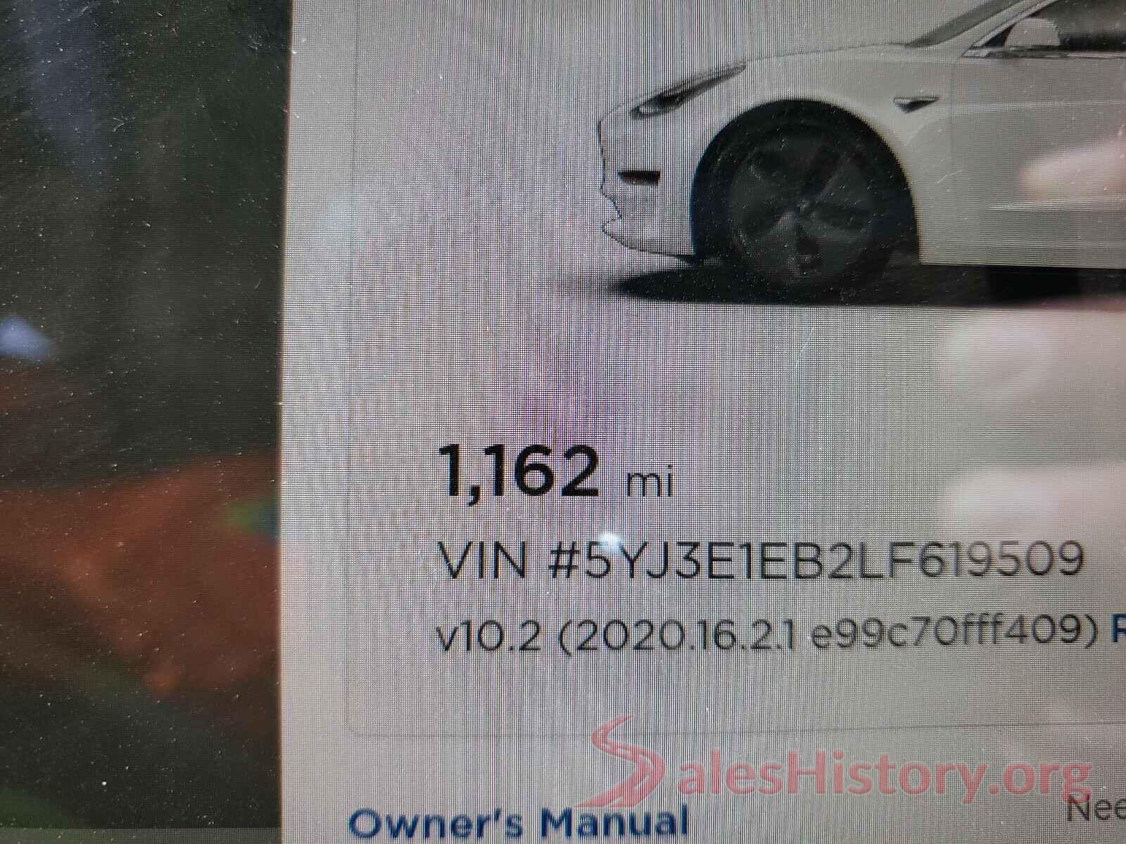 5YJ3E1EB2LF619509 2020 TESLA MODEL 3