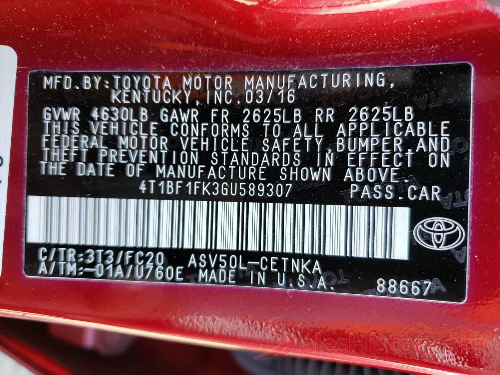 4T1BF1FK3GU589307 2016 TOYOTA CAMRY