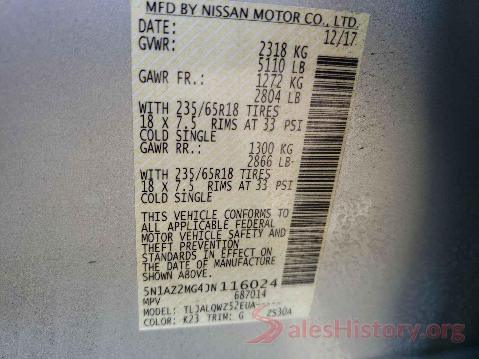 5N1AZ2MG4JN116024 2018 NISSAN MURANO