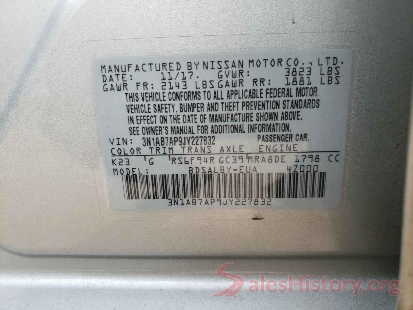 3N1AB7AP9JY227832 2018 NISSAN SENTRA