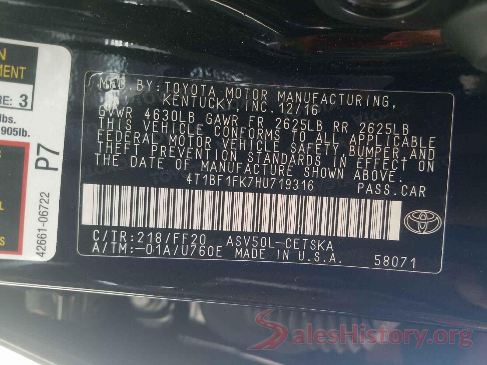 4T1BF1FK7HU719316 2017 TOYOTA CAMRY