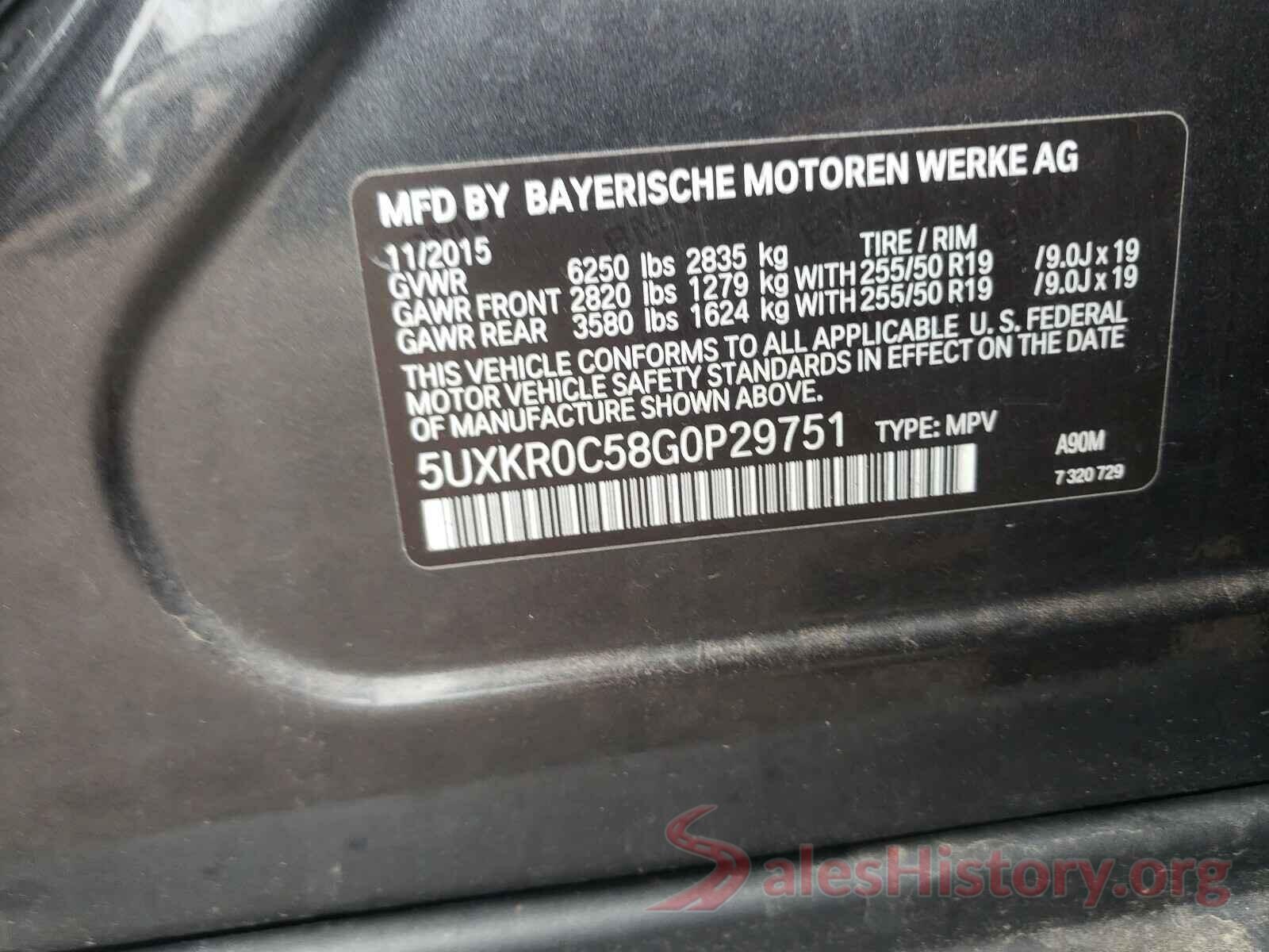 5UXKR0C58G0P29751 2016 BMW X5