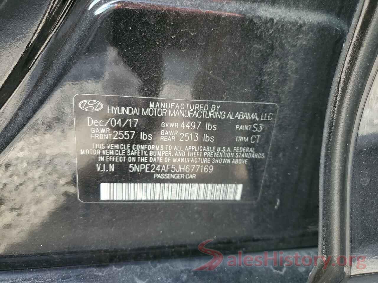 5NPE24AF5JH677169 2018 HYUNDAI SONATA