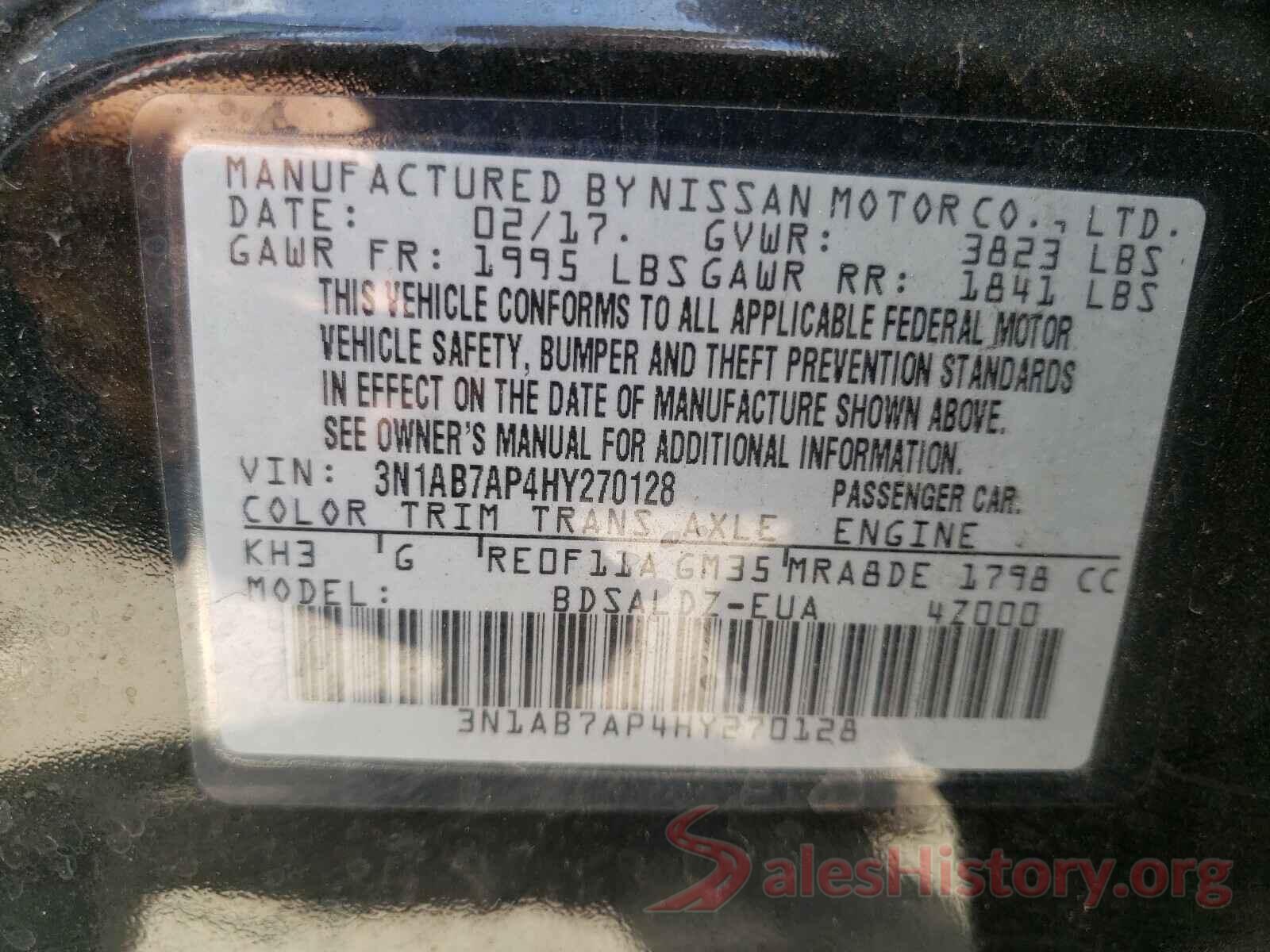 3N1AB7AP4HY270128 2017 NISSAN SENTRA