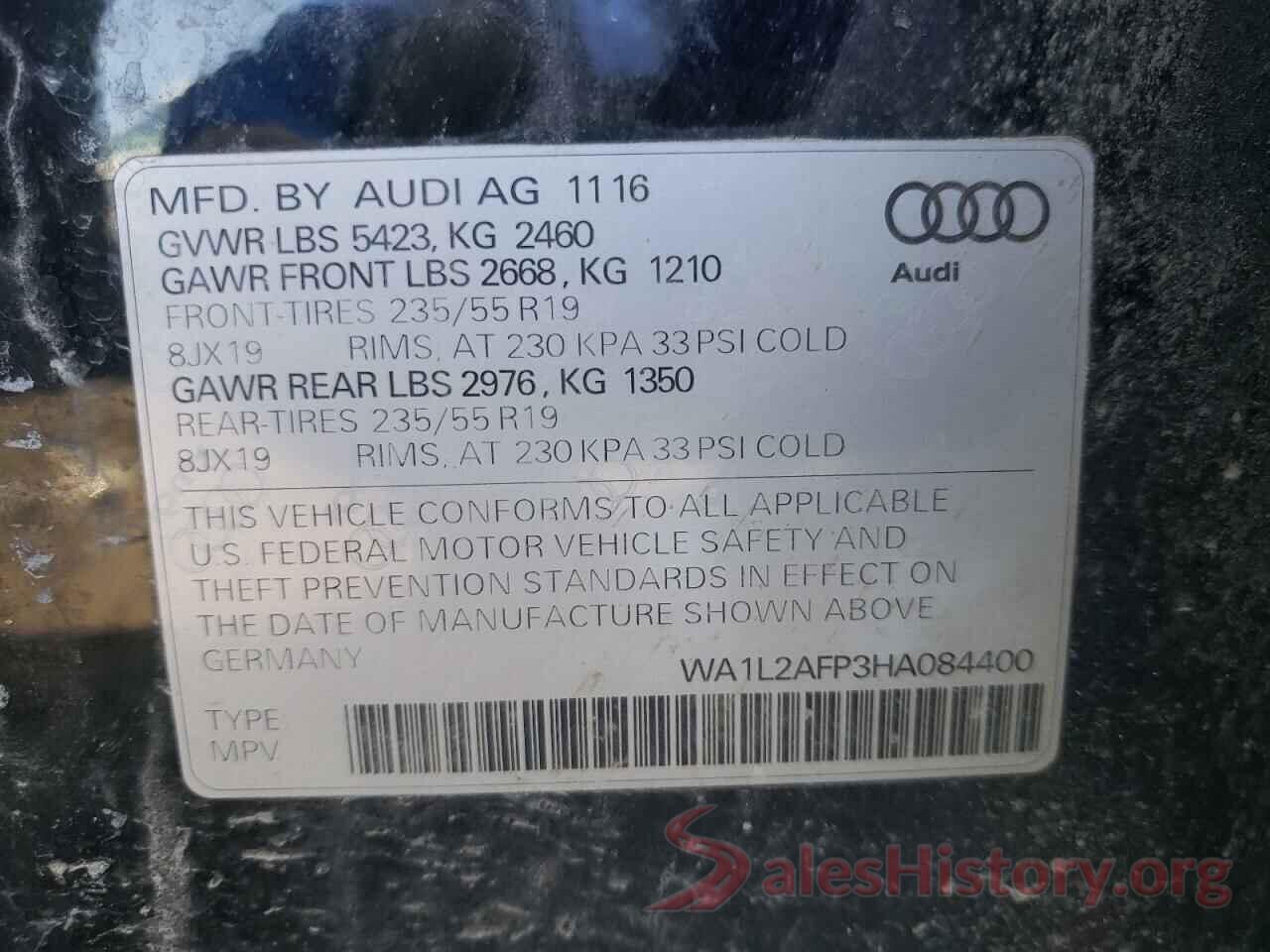 WA1L2AFP3HA084400 2017 AUDI Q5