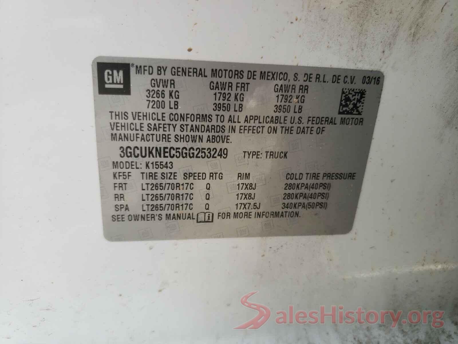 3GCUKNEC5GG253249 2016 CHEVROLET SILVERADO