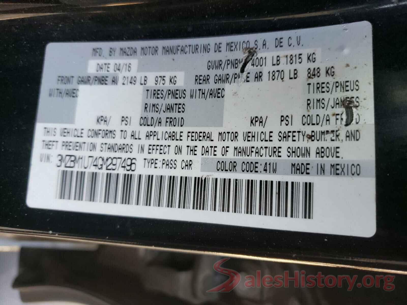 3MZBM1U74GM297496 2016 MAZDA 3