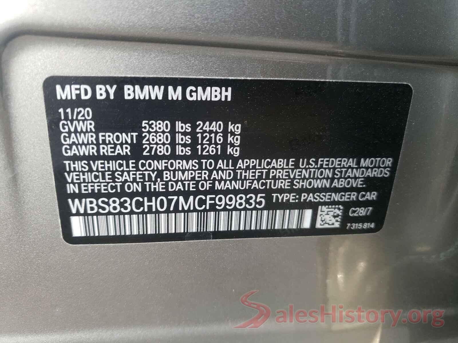 WBS83CH07MCF99835 2021 BMW M5