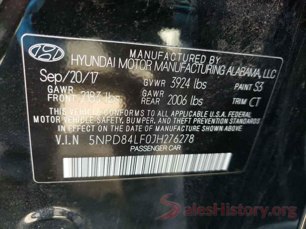 5NPD84LF0JH276278 2018 HYUNDAI ELANTRA