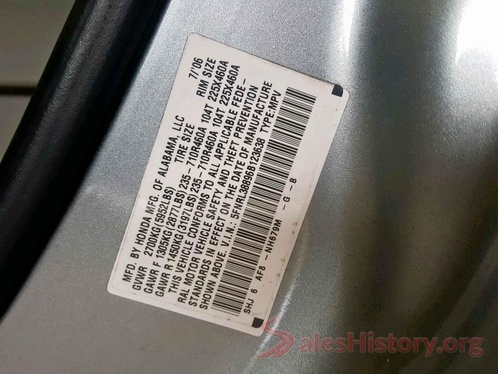 5FNRL38896B123638 2006 HONDA ODYSSEY TO