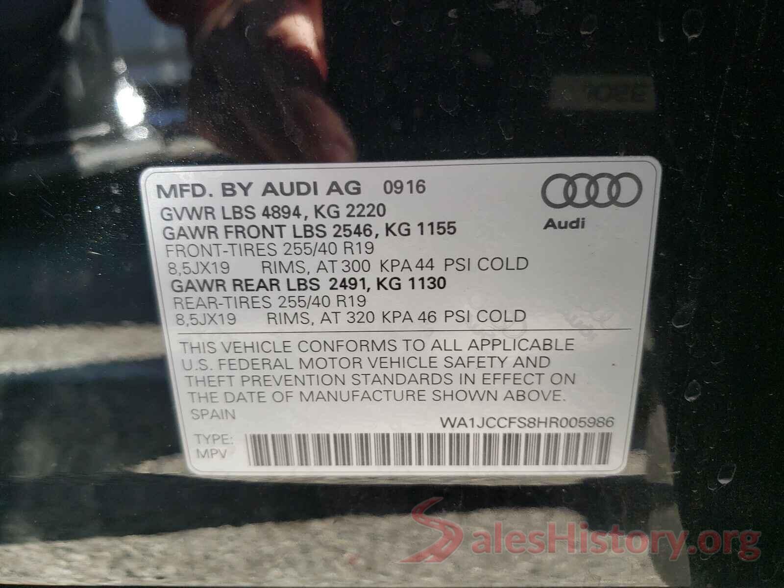 WA1JCCFS8HR005986 2017 AUDI Q3