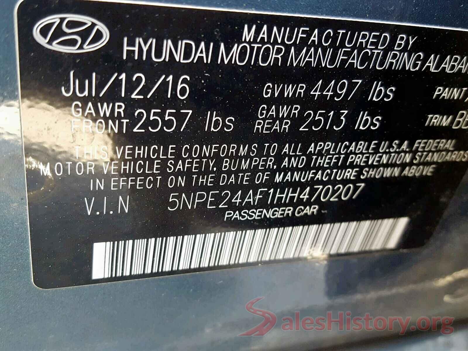 5NPE24AF1HH470207 2017 HYUNDAI SONATA