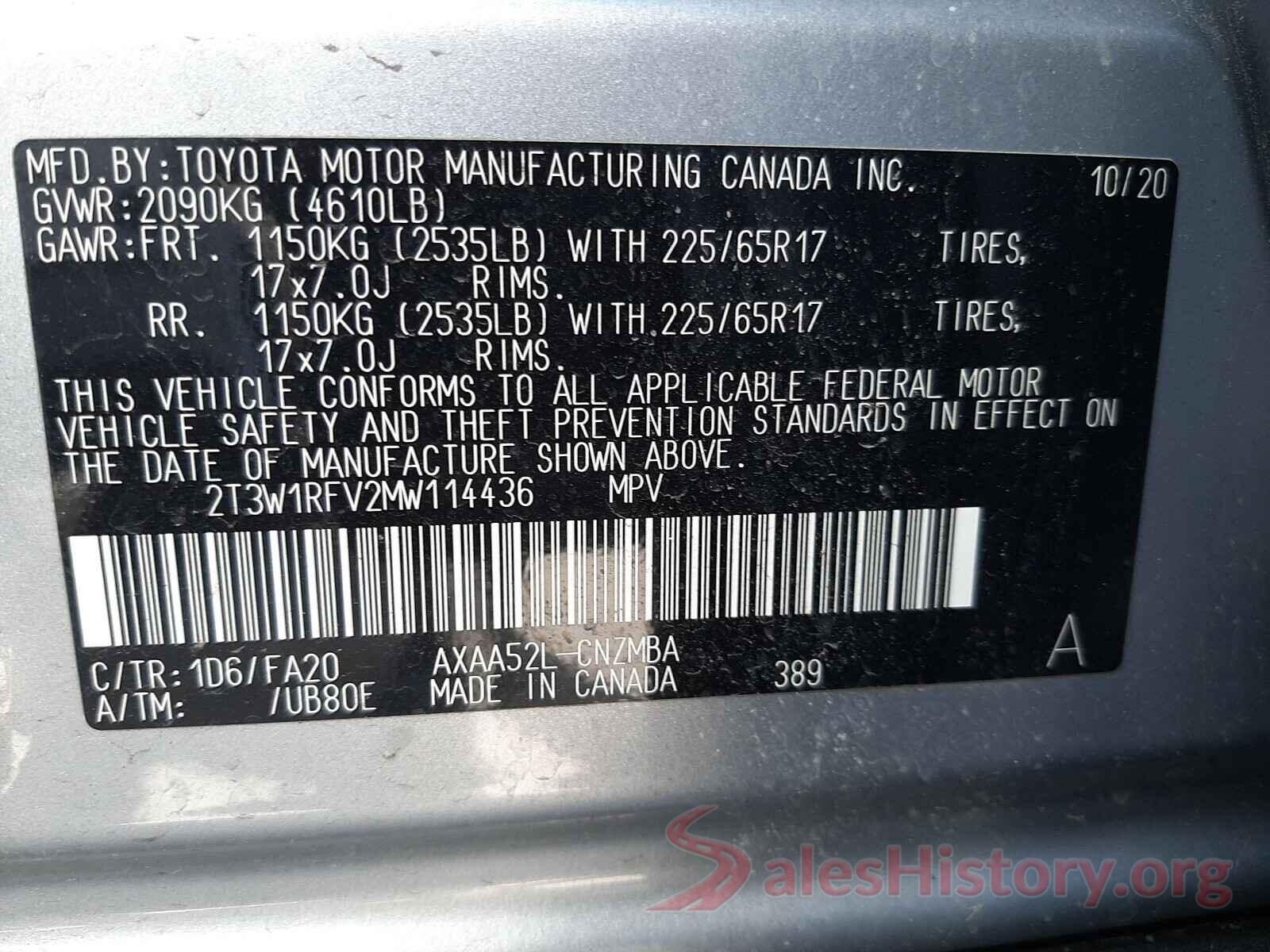 2T3W1RFV2MW114436 2021 TOYOTA RAV4