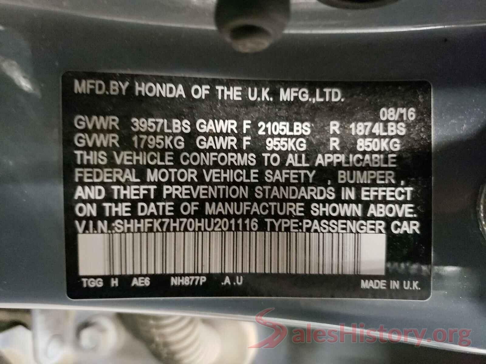 SHHFK7H70HU201116 2017 HONDA CIVIC