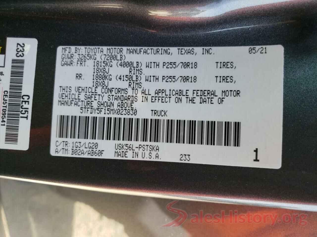 5TFDY5F15MX023830 2021 TOYOTA TUNDRA