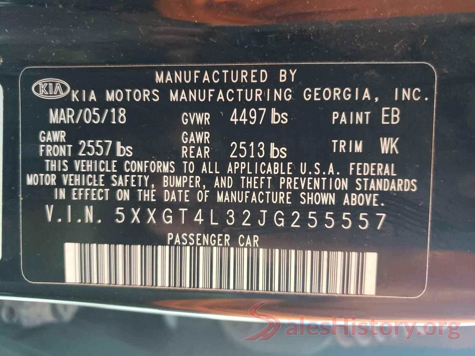 5XXGT4L32JG255557 2018 KIA OPTIMA