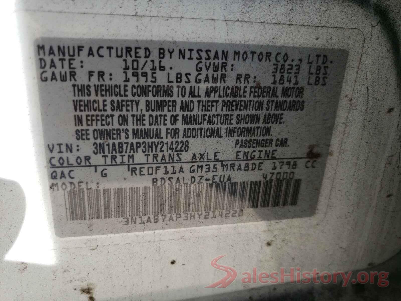 3N1AB7AP3HY214228 2017 NISSAN SENTRA