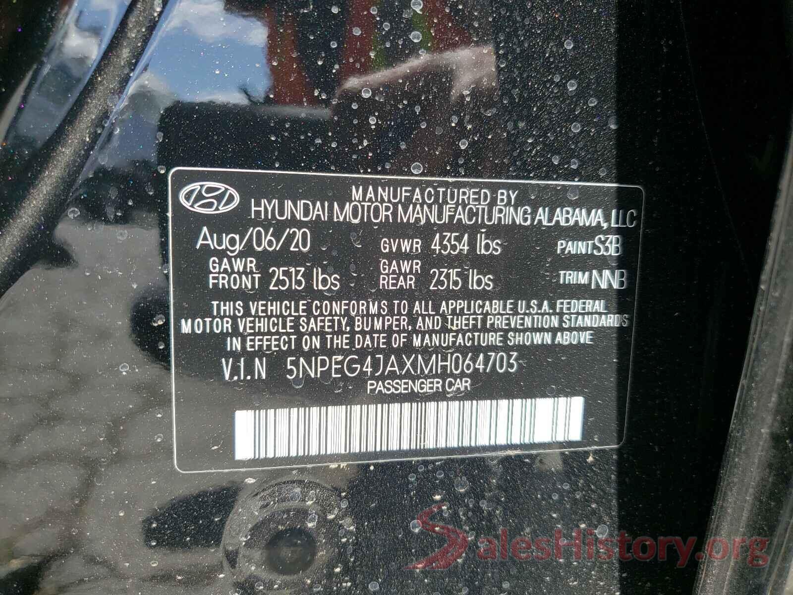 5NPEG4JAXMH064703 2021 HYUNDAI SONATA