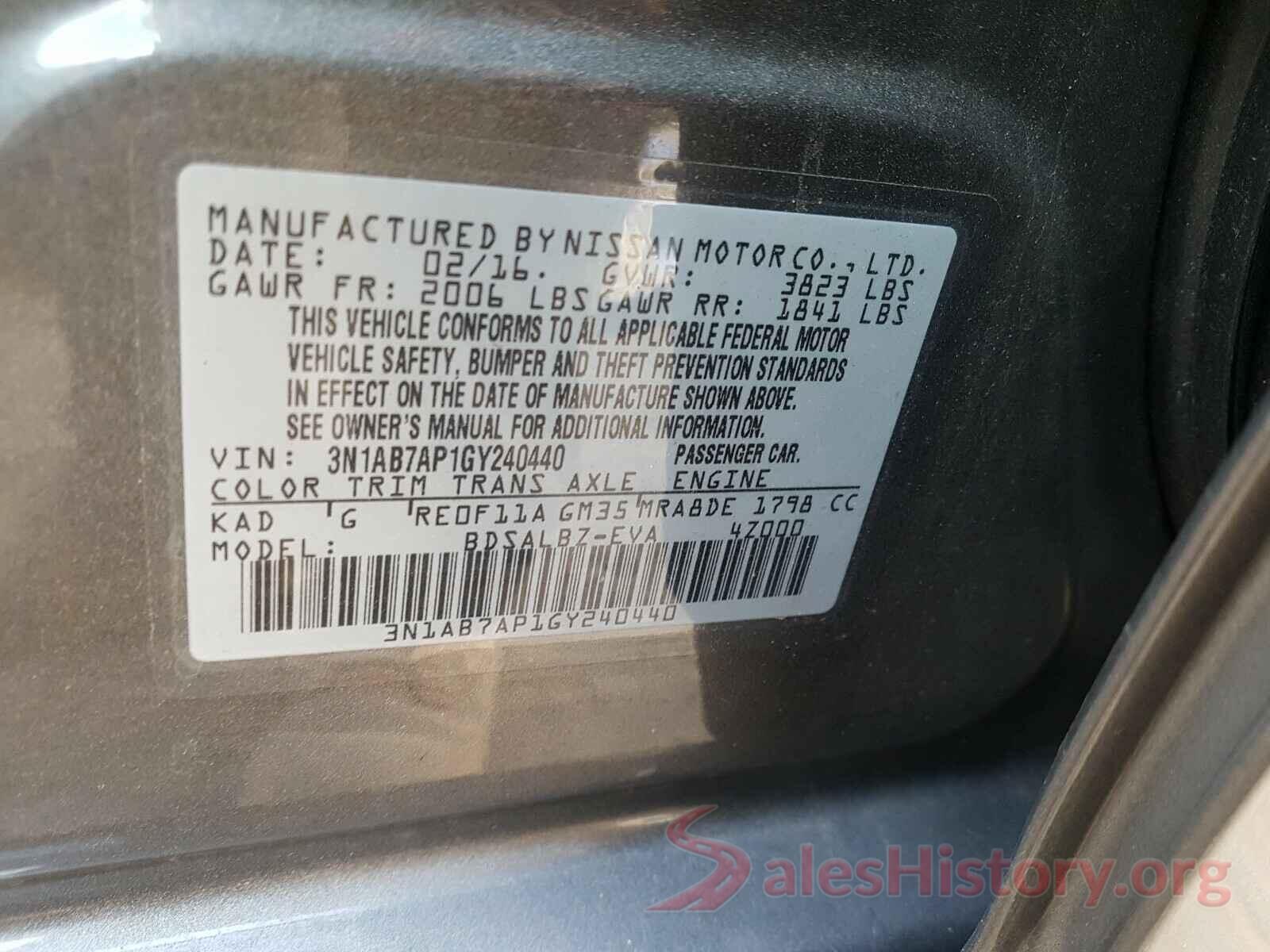 3N1AB7AP1GY240440 2016 NISSAN SENTRA