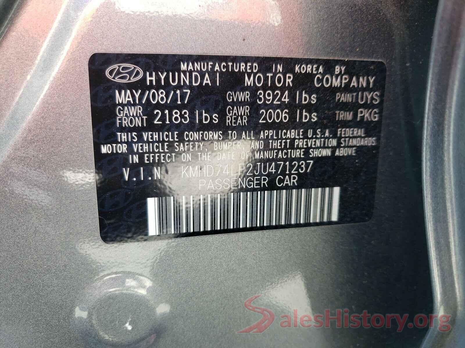 KMHD74LF2JU471237 2018 HYUNDAI ELANTRA