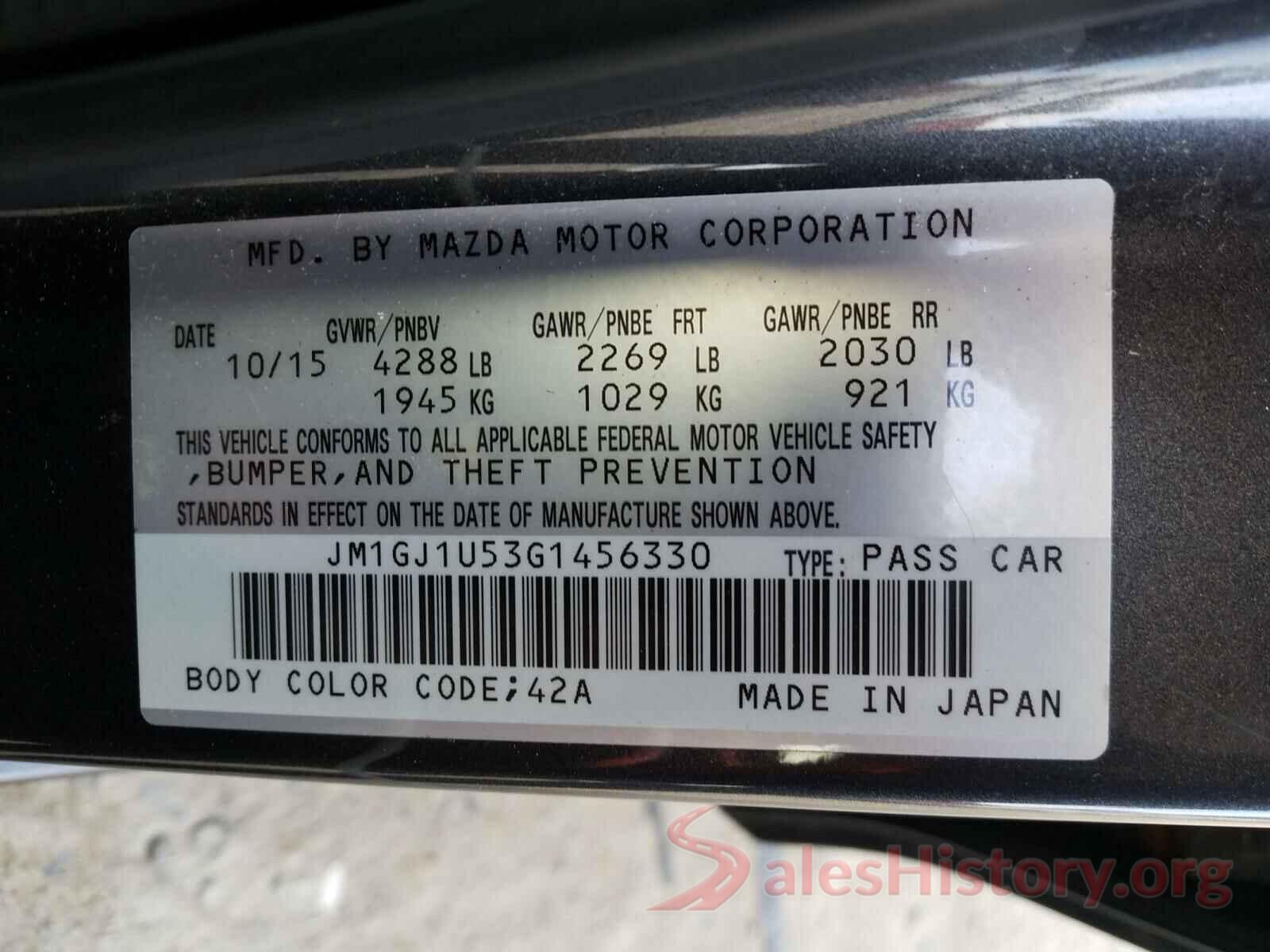 JM1GJ1U53G1456330 2016 MAZDA 6