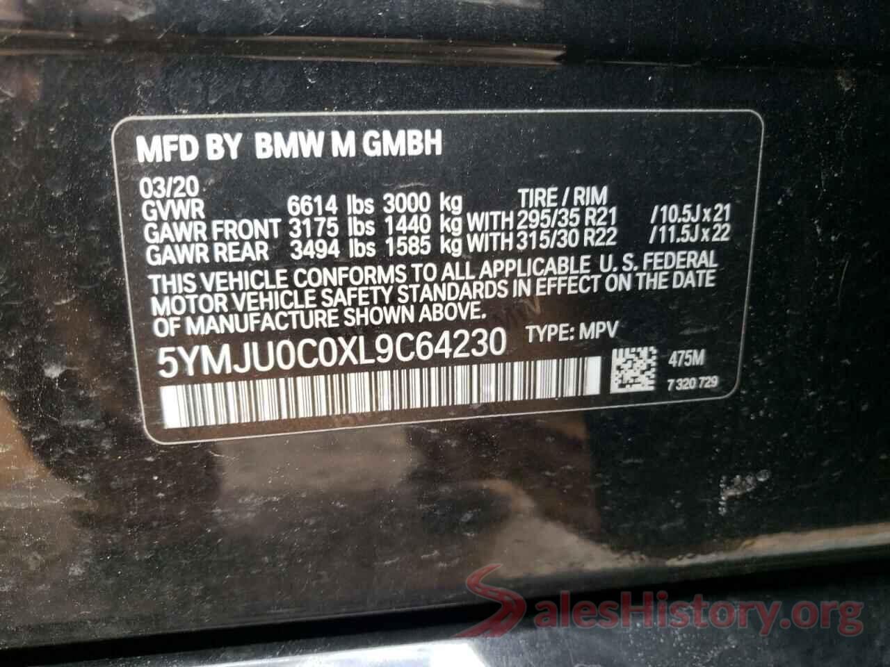 5YMJU0C0XL9C64230 2020 BMW X5