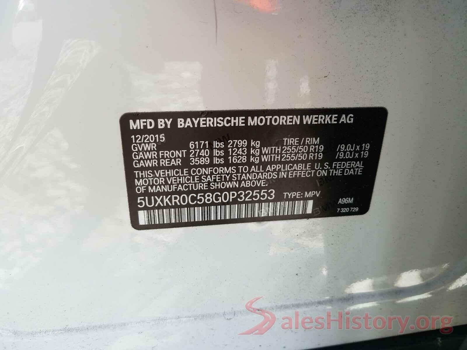 5UXKR0C58G0P32553 2016 BMW X5